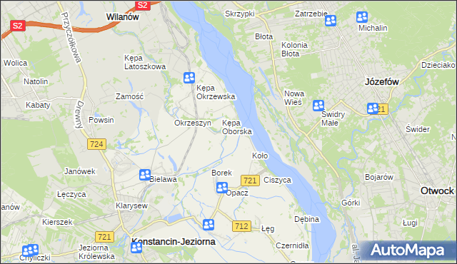 mapa Obórki gmina Konstancin-Jeziorna, Obórki gmina Konstancin-Jeziorna na mapie Targeo