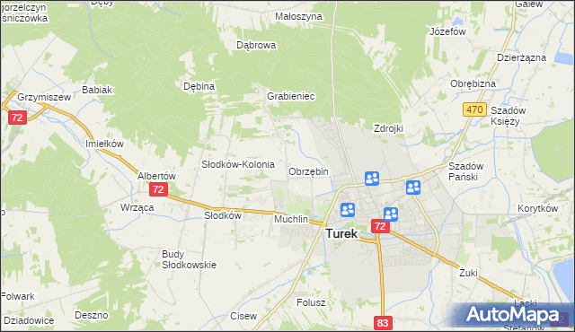 mapa Obrzębin, Obrzębin na mapie Targeo