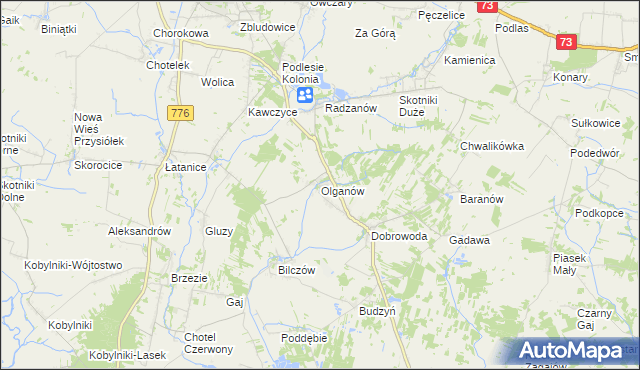 mapa Olganów, Olganów na mapie Targeo