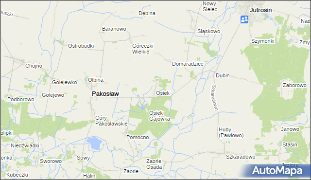 mapa Osiek gmina Pakosław, Osiek gmina Pakosław na mapie Targeo