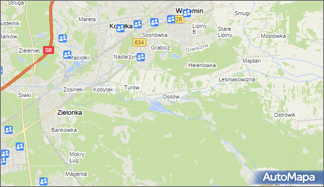 mapa Ossów, Ossów na mapie Targeo