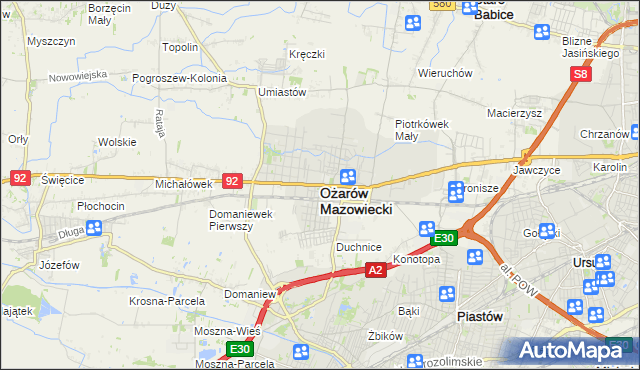 mapa Ożarów Mazowiecki, Ożarów Mazowiecki na mapie Targeo