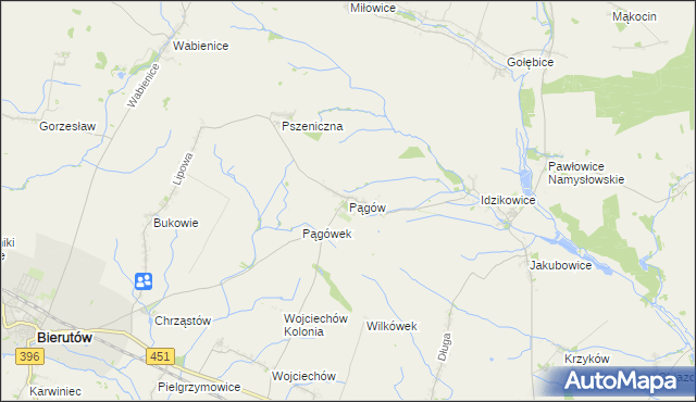 mapa Pągów gmina Wilków, Pągów gmina Wilków na mapie Targeo