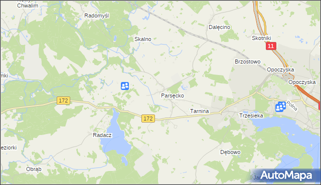 mapa Parsęcko, Parsęcko na mapie Targeo