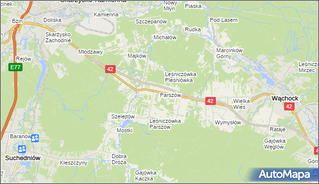 mapa Parszów, Parszów na mapie Targeo