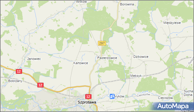 mapa Pasterzowice, Pasterzowice na mapie Targeo