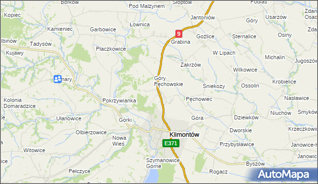 mapa Pęchów, Pęchów na mapie Targeo