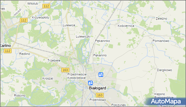 mapa Pękanino gmina Białogard, Pękanino gmina Białogard na mapie Targeo