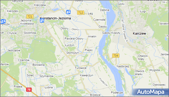 mapa Piaski gmina Konstancin-Jeziorna, Piaski gmina Konstancin-Jeziorna na mapie Targeo