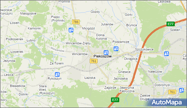 mapa Piekoszów, Piekoszów na mapie Targeo