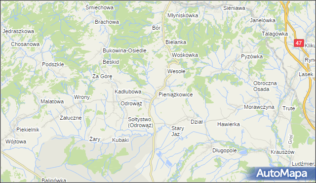 mapa Pieniążkowice, Pieniążkowice na mapie Targeo