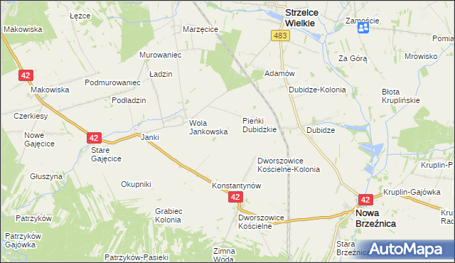 mapa Pieńki Dworszowskie, Pieńki Dworszowskie na mapie Targeo