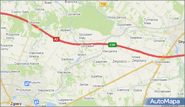 mapa Podole gmina Zgierz, Podole gmina Zgierz na mapie Targeo