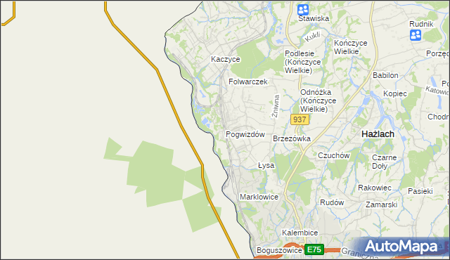 mapa Pogwizdów gmina Hażlach, Pogwizdów gmina Hażlach na mapie Targeo