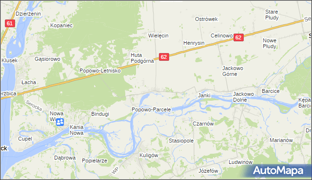 mapa Popowo Kościelne gmina Somianka, Popowo Kościelne gmina Somianka na mapie Targeo