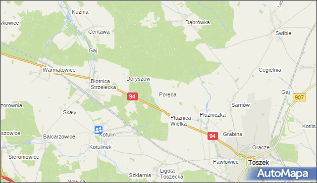 mapa Poręba gmina Strzelce Opolskie, Poręba gmina Strzelce Opolskie na mapie Targeo