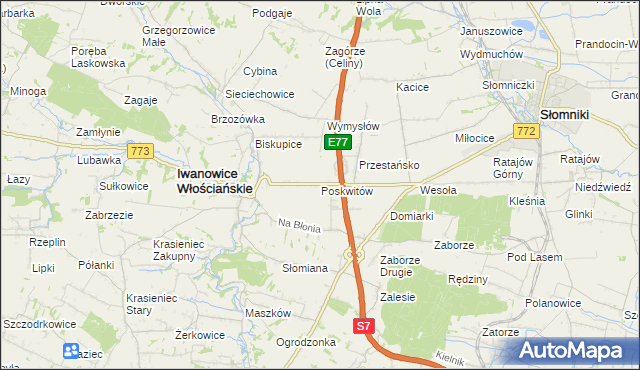 mapa Poskwitów, Poskwitów na mapie Targeo