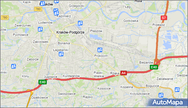 mapa Prokocim, Prokocim na mapie Targeo