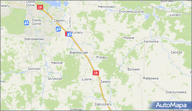 mapa Protasy, Protasy na mapie Targeo