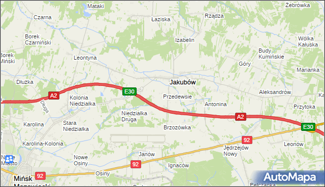 mapa Przedewsie gmina Jakubów, Przedewsie gmina Jakubów na mapie Targeo