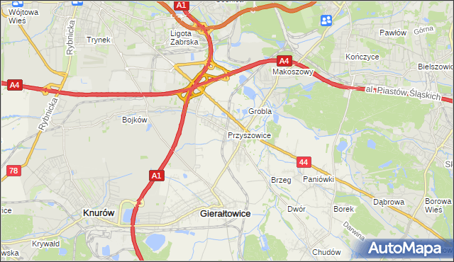 mapa Przyszowice, Przyszowice na mapie Targeo