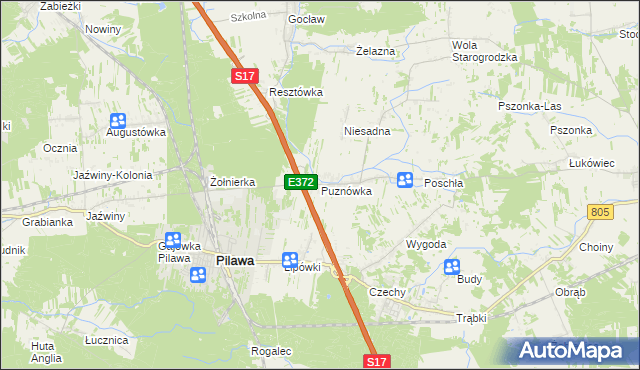 mapa Puznówka, Puznówka na mapie Targeo