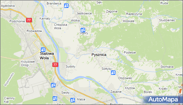 mapa Pysznica, Pysznica na mapie Targeo