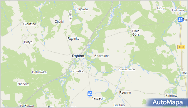 mapa Racimierz gmina Rąbino, Racimierz gmina Rąbino na mapie Targeo