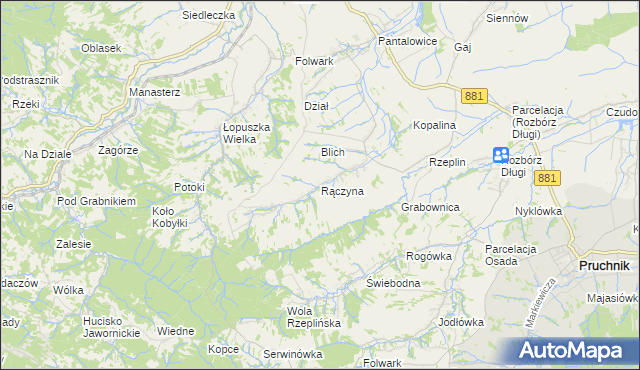 mapa Rączyna, Rączyna na mapie Targeo