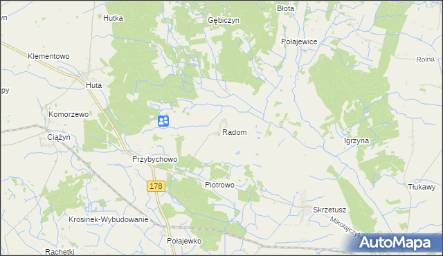 mapa Radom gmina Ryczywół, Radom gmina Ryczywół na mapie Targeo