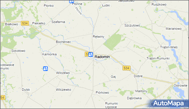 mapa Radomin powiat golubsko-dobrzyński, Radomin powiat golubsko-dobrzyński na mapie Targeo