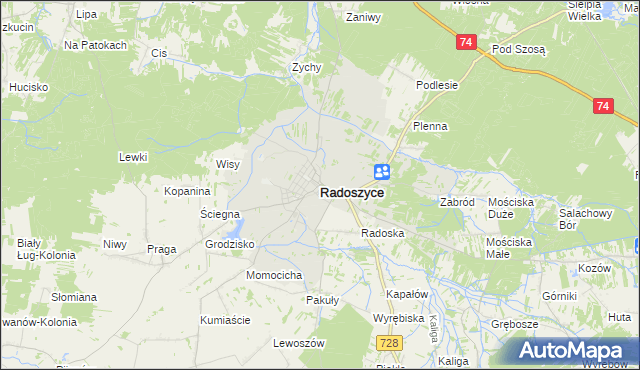 mapa Radoszyce powiat konecki, Radoszyce powiat konecki na mapie Targeo