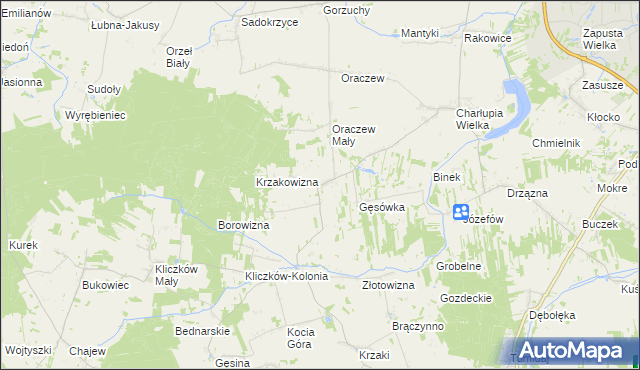 mapa Rowy gmina Wróblew, Rowy gmina Wróblew na mapie Targeo