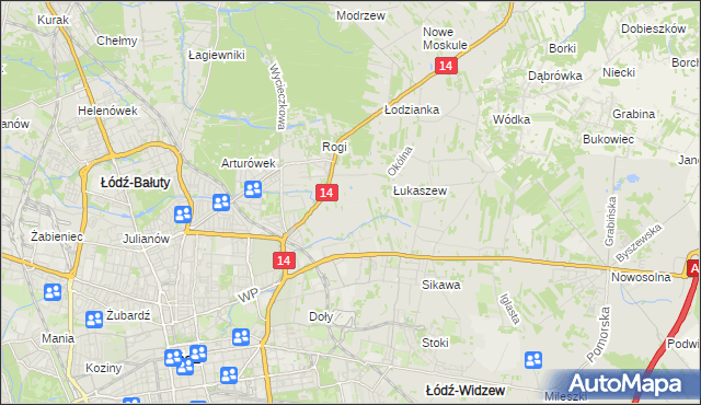 mapa Różki gmina Łódź, Różki gmina Łódź na mapie Targeo