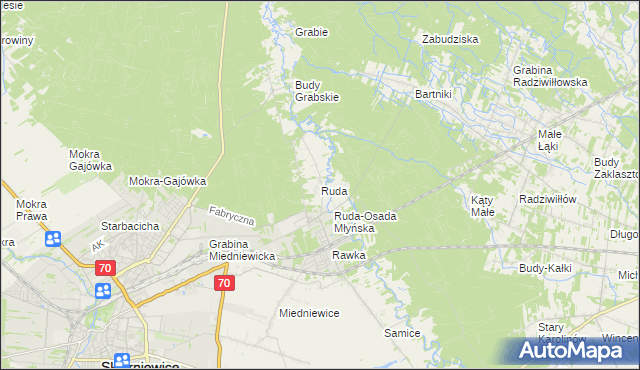 mapa Ruda gmina Skierniewice, Ruda gmina Skierniewice na mapie Targeo
