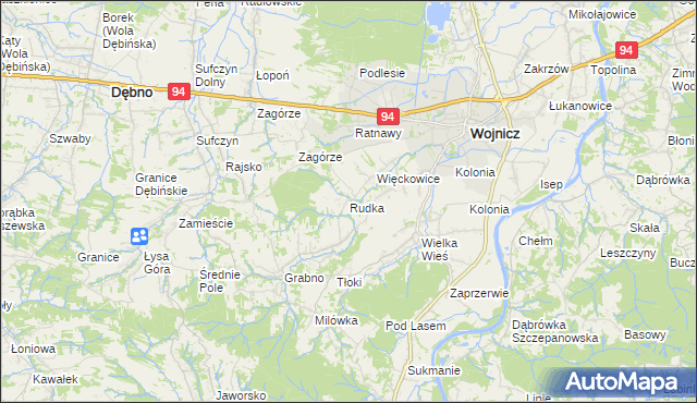 mapa Rudka gmina Wojnicz, Rudka gmina Wojnicz na mapie Targeo