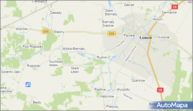 mapa Rudnik gmina Łosice, Rudnik gmina Łosice na mapie Targeo