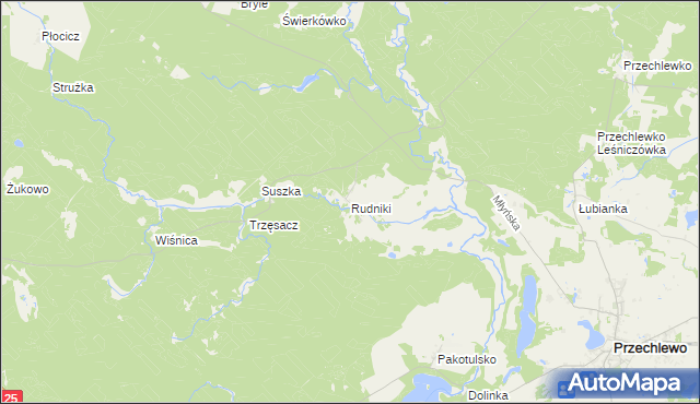 mapa Rudniki gmina Przechlewo, Rudniki gmina Przechlewo na mapie Targeo