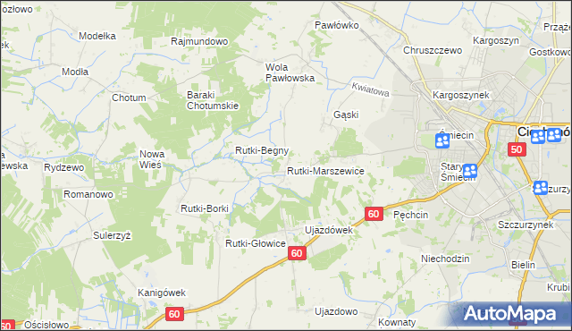 mapa Rutki-Marszewice, Rutki-Marszewice na mapie Targeo