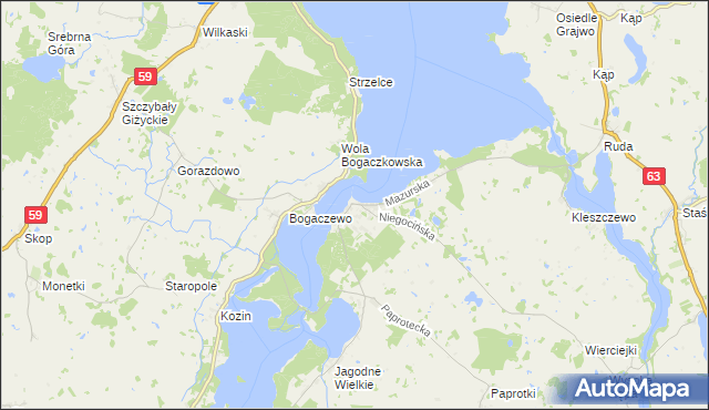 mapa Rydzewo gmina Miłki, Rydzewo gmina Miłki na mapie Targeo