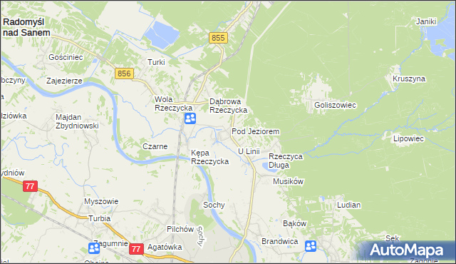 mapa Rzeczyca Okrągła, Rzeczyca Okrągła na mapie Targeo