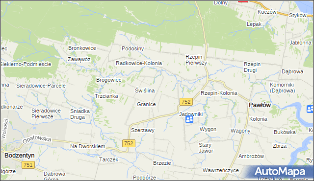 mapa Rzepinek gmina Pawłów, Rzepinek gmina Pawłów na mapie Targeo