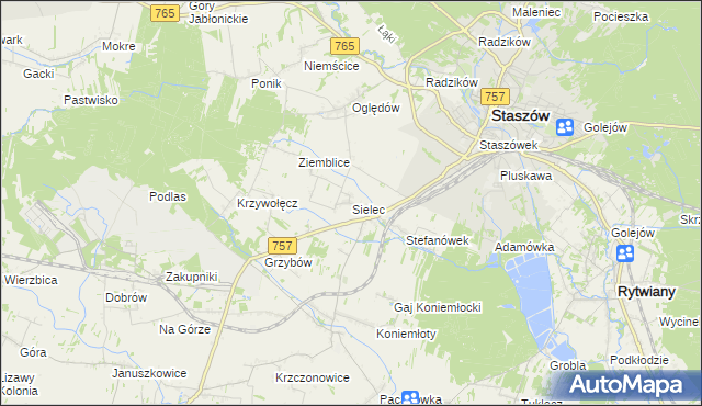mapa Sielec gmina Staszów, Sielec gmina Staszów na mapie Targeo