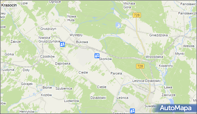 mapa Skorków, Skorków na mapie Targeo