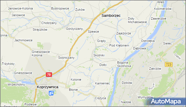 mapa Skotniki gmina Samborzec, Skotniki gmina Samborzec na mapie Targeo