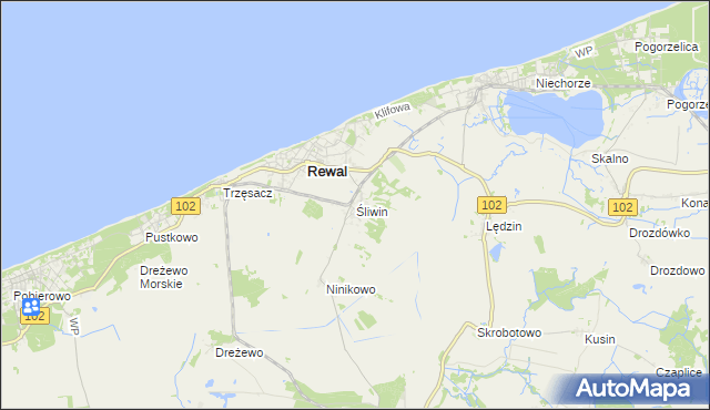 mapa Śliwin, Śliwin na mapie Targeo