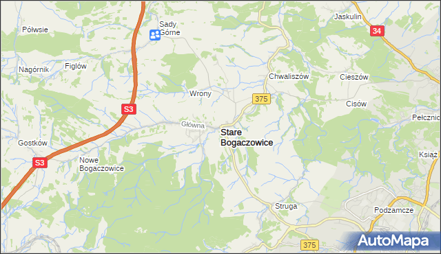 mapa Stare Bogaczowice, Stare Bogaczowice na mapie Targeo