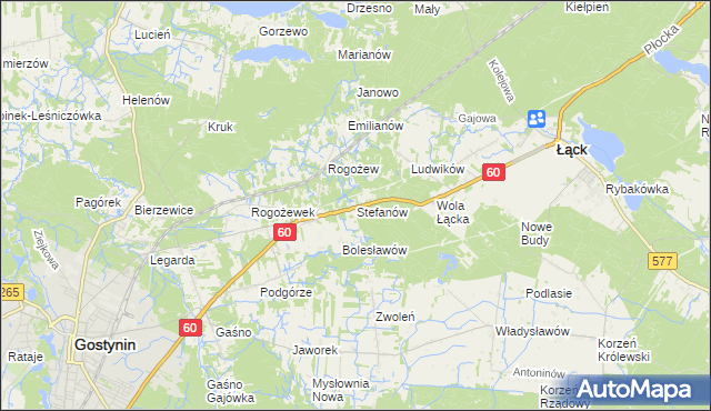 mapa Stefanów gmina Gostynin, Stefanów gmina Gostynin na mapie Targeo