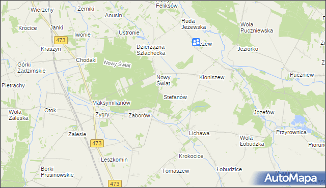 mapa Stefanów gmina Zadzim, Stefanów gmina Zadzim na mapie Targeo