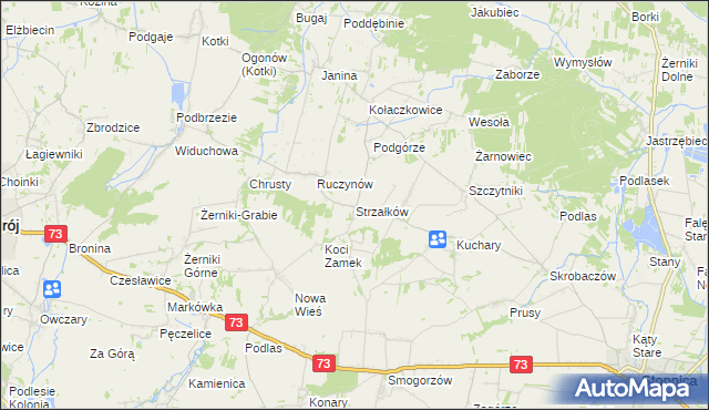 mapa Strzałków gmina Stopnica, Strzałków gmina Stopnica na mapie Targeo